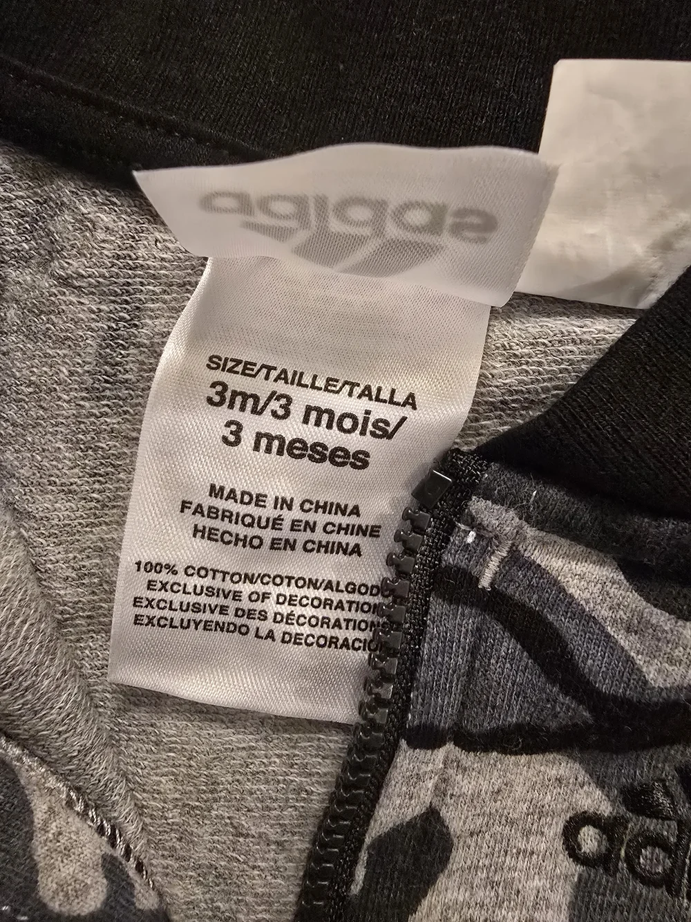 Adidas Baby Camo Romper 3M Gray Zip Coverall Kangaroo Pocket